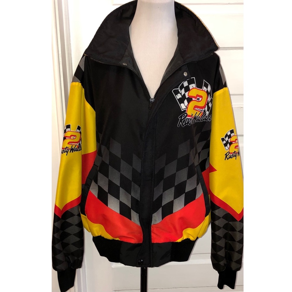 Vintage! Rusty Wallace #2 Genuine Draft Ford Thunderbird NASCAR Jacket, Sz L